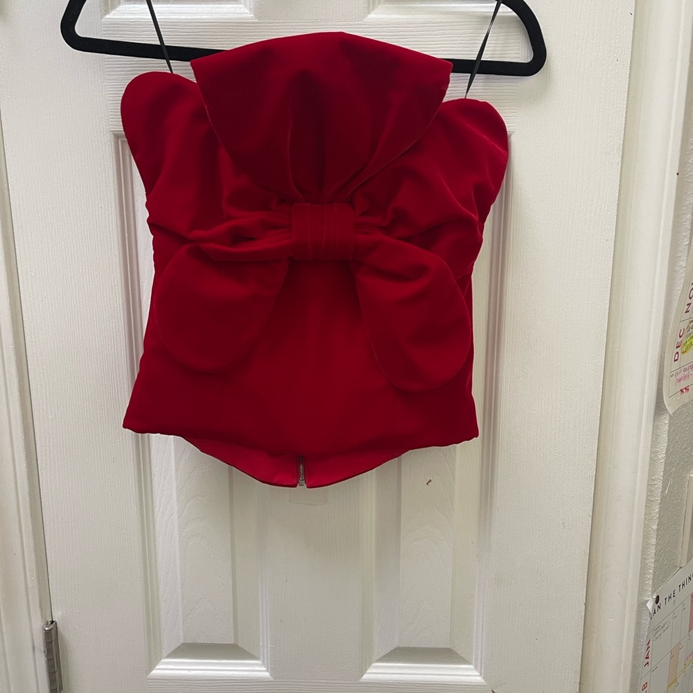 Hellessy Red Bow Strapless Top - Picture 5 of 9